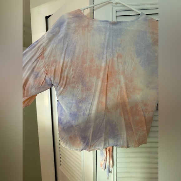 Women’s Tie Dye Crop V-Neck Top Blouse-SIZE SMALL-**LIKE NEW** - Picture 4 of 6
